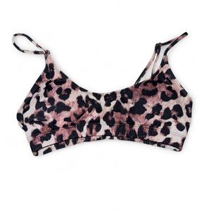Women’s cheetah/leopard bikini top with padding and adjustable straps. 
Size S.